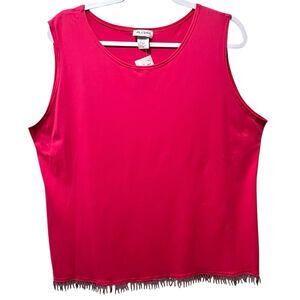 Allure Women's Pink Tank Top, Bead Tassels, Polyester, Lycra, Plus Size 3X, NWT